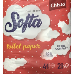 картинка Туалетний папір Chisto Softa 2-шаровий, 150 відривів, 4 шт. (біло-рожевий)