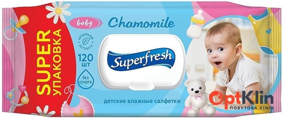  вологі серветки Superfresh Ромашка з клапаном 120 шт.