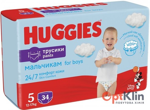 Підгузки-трусики для хлопчиків Huggies Pants 5 Jumbo (12-17 кг) 34 шт.
