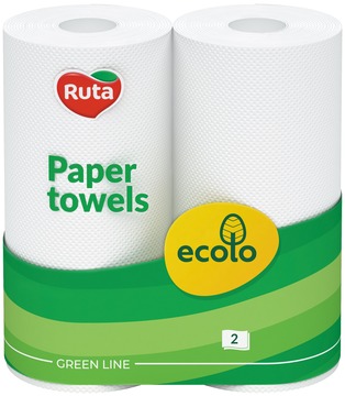  Паперові рушники Ecolo 2-шарові, 45 відривів 2 шт. (ECO-friendly)