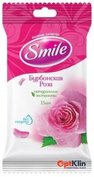 картинка Вологі серветки Smile Бурбонська троянда без спирту 15 шт.