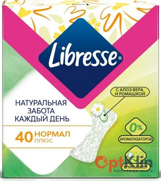  Прокладки щоденні Libresse Normal Plus з алое вера та ромашкою 40 шт.