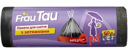 картинка Пакети для сміття Frau Tau Міцні з затяжками 60 л,15 шт.