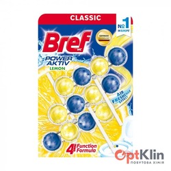 картинка блок для унітаза Bref Power Activ Лимонна свіжість 3x50 г
