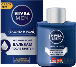 картинка бальзам після гоління Nivea Men Захист і догляд зволожуючий проти сухості шкіри 100 мл