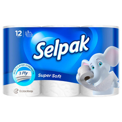 картинка Туалетний папір Selpak Super Soft 3-шаровий 140 відривів 12 шт.