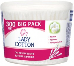 картинка Ватні палички Lady Cotton Big Pack в пластиковій упаковці 300 шт.