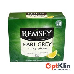 картинка чай чорний Remsey Earl Grey Лимон в пакетиках 75 шт.