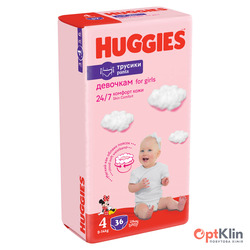 картинка Підгузки-трусики для дівчаток Huggies Pants 4 Jumbo (9-14 кг) 36 шт.