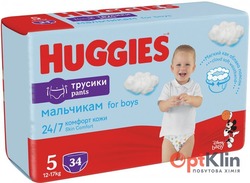 картинка Підгузки-трусики для хлопчиків Huggies Pants 5 Jumbo (12-17 кг) 34 шт.